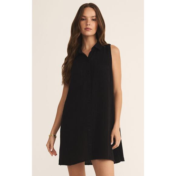 Z Supply New Light Mini Dress - Black NWT SIZE M - Picture 1 of 4